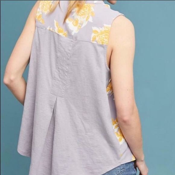 PORRIDGE Anthropologie Silverton Violet Floral Sleeveless Tank Blouse‎ Size XS - Picture 10 of 12